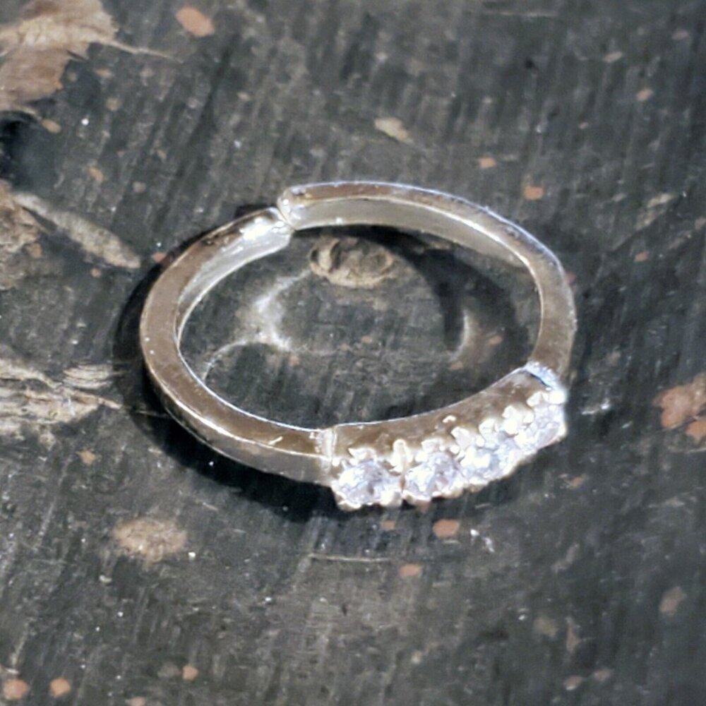 Handcrafted Sterling Silver Over Copper India Row of 4 CZ Adjustable Ring